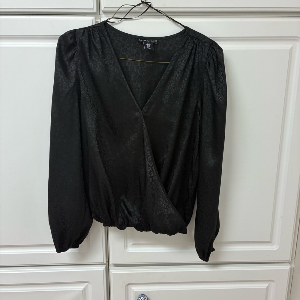 Sincerely Jules Black Wrap Blouse